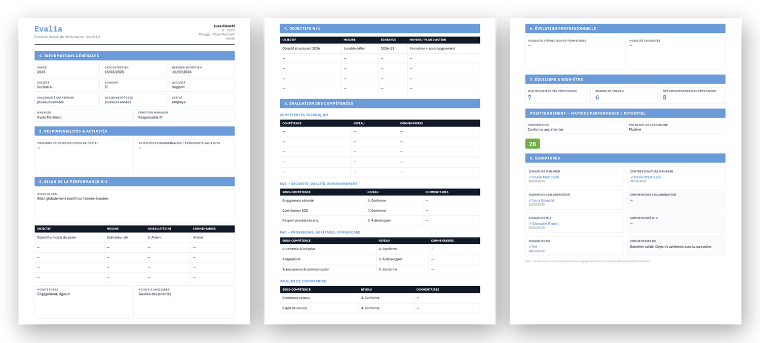 Evalia — Chaque entretien en PDF