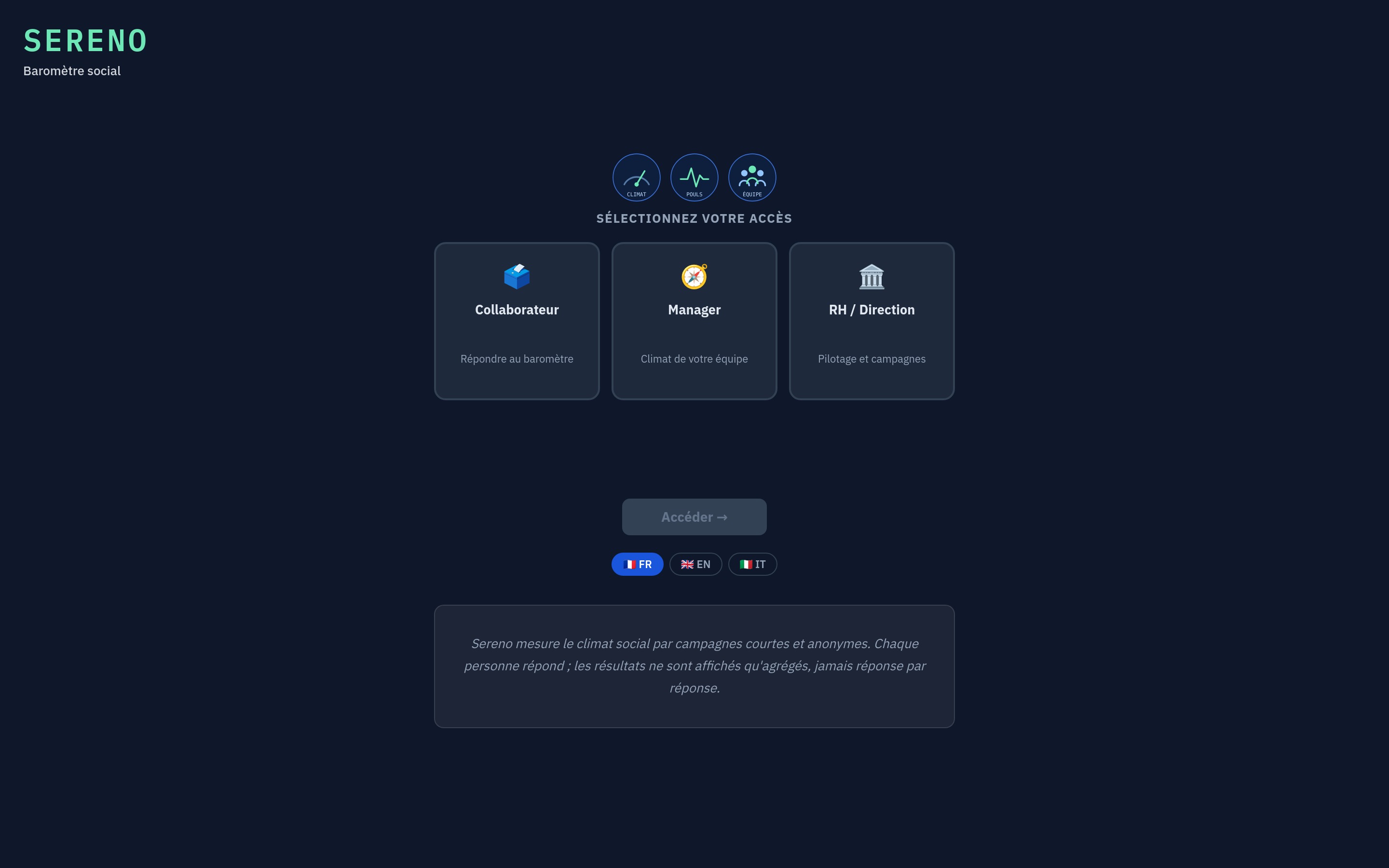 Sereno, connexion par rôle